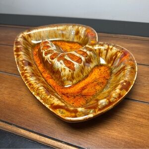 Vintage McCoy pottery Ashtray Orange Drip Glaze Nice!